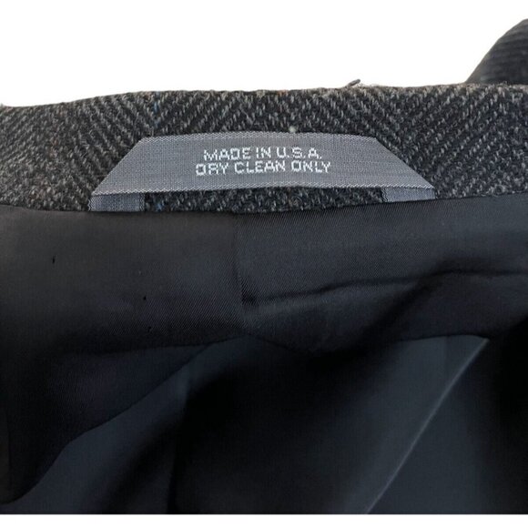 Haggar Men's Blazer Jacket 44L Charcoal Gray Wool Herringbone Made in USA - Picture 9 of 15